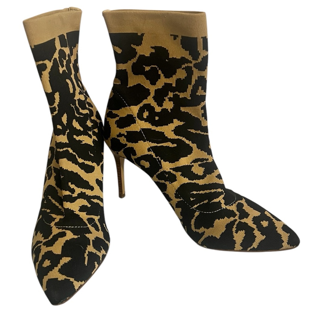 Chic Leopard Print Stiletto - Sock Boots